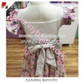 Apron dress with flutter sleeve&pink floral